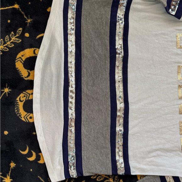 VS Pink varsity white sequin long sleeve top - Picture 2 of 5